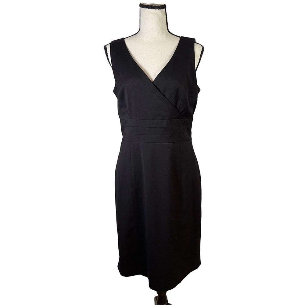 H&M Modern Classic Black Sheath Dress | Minimalist Office Cocktail Midi Wool